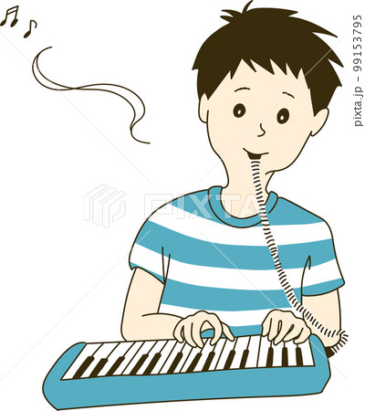 ピアニカを吹く男の子 99153795