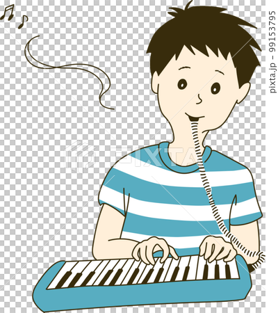 ピアニカを吹く男の子 99153795