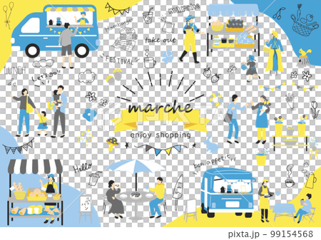 マルシェ　休日のマーケットで楽しむ人々 99154568
