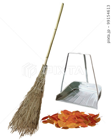 竹箒とチリトリと落ち葉 竹箒とチリトリと落ち葉 99154613
