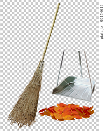 竹箒とチリトリと落ち葉 竹箒とチリトリと落ち葉 99154613