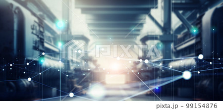 工場とネットワーク　バナー・広告向け横長ビジュアル 99154876