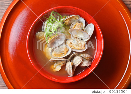 注）湯気は合成です。あさりのお味噌汁。アサリのみそ汁。和食。 99155504
