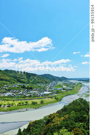 静岡県 初夏の青空と大井川 静岡県 初夏の青空と大井川 99155914