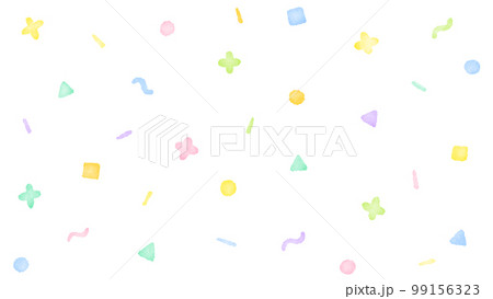 ポップなパステルカラーの幾何学模様の背景 かわいい手描きの水彩
