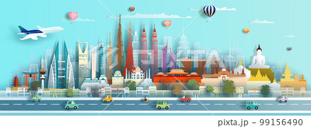 Landmark Asia travel with city downtown architecture skyline in asian. 99156490