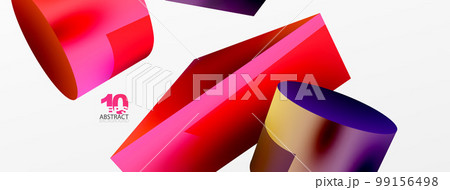 Vector 3d abstract background. Shapes 3d triangle and cylinder. Trendy techno business template for wallpaper, banner, background or landing 99156498