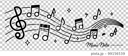 Musical notes playing a melody on a staff notation vector illustration 99156539