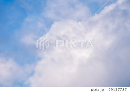 Background of blue sky with white clouds. Natural backdrop 99157787