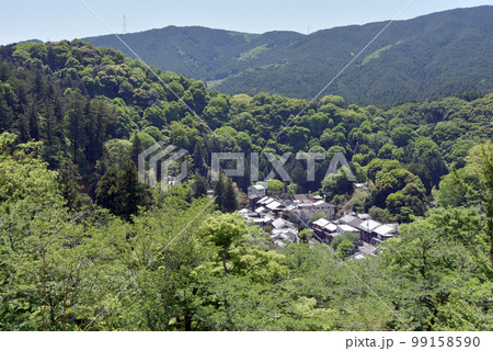 新緑の長谷寺 本堂舞台から望む門前町 奈良県桜井市初瀬 新緑の長谷寺 本堂舞台から望む門前町 奈良県桜井市初瀬 99158590