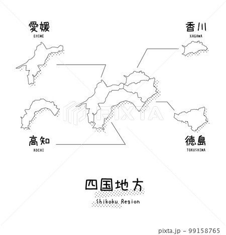 日本の四国地方のマップ(線画) 日本の四国地方のマップ(線画) 99158765