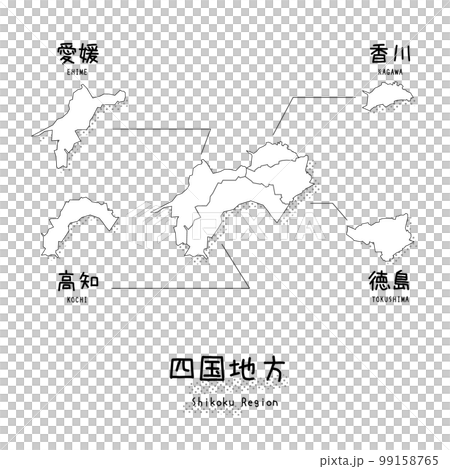 日本の四国地方のマップ(線画) 日本の四国地方のマップ(線画) 99158765