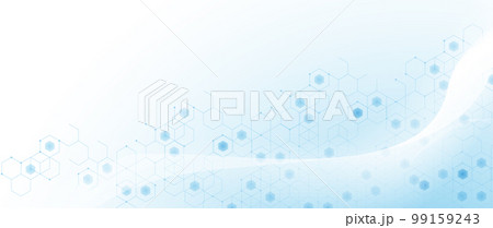 Abstract blue hexagons with white wavy lines with a digital, futuristic, technology background. Vector illustration 99159243