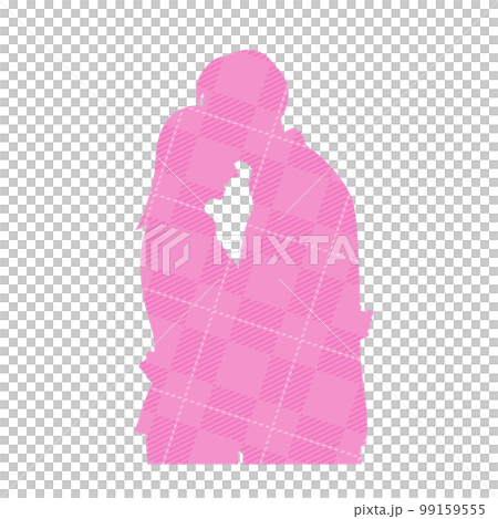 Silhouettes of a man and a woman hugging each other Plaid pattern 99159555