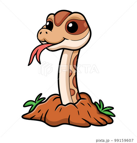 Cute daboia russelii snake cartoon out from holeのイラスト素材 [99159607] - PIXTA