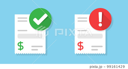 Success and decline payment icon in flat style. Approved, failure money transaction vector illustration on isolated background. Successful pay sign business concept. Success and decline payment icon in flat style. Approved, failure money transaction vector illustration on isolated background. Successful pay sign business concept. 99161429