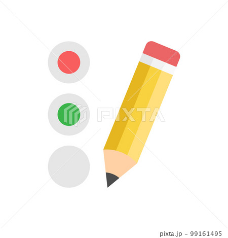 Checklist with pencil icon in flat style. Quiz feedback vector illustration on isolated background. Document clipboard sign business concept. 99161495