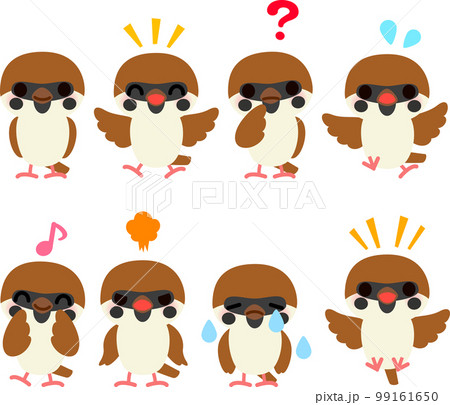 スズメのキャラクターのイラストセット スズメのキャラクターのイラストセット 99161650