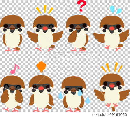 スズメのキャラクターのイラストセット スズメのキャラクターのイラストセット 99161650
