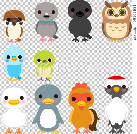 鳥のキャラクターのイラストセット 鳥のキャラクターのイラストセット 99161651