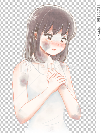 兒童福利插圖，受虐待和傷害的女孩 99161738
