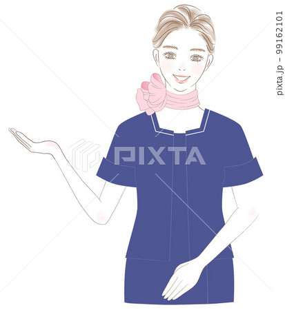 笑顔で紹介するキャビンアテンダントの女性上半身イラスト 笑顔で紹介するキャビンアテンダントの女性上半身イラスト 99162101