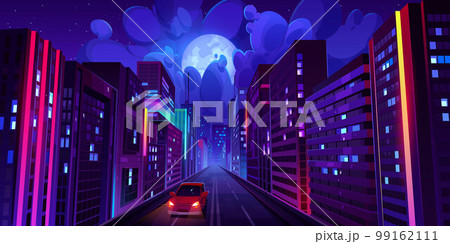 City with highway road and buildings at night 99162111