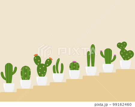 階段とサボテンのインテリア 横位置 イエロー 階段とサボテンのインテリア 横位置 イエロー 99162460