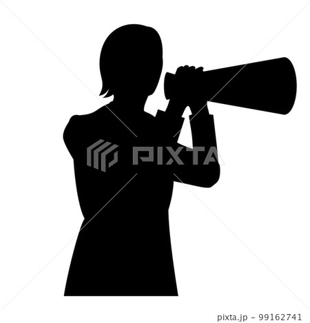 メガホンを使うビジネスウーマンのシルエット メガホンを使うビジネスウーマンのシルエット 99162741