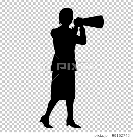 使用擴音器的女商人剪影 使用擴音器的女商人剪影 99162743