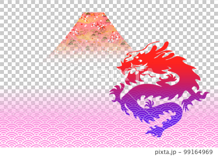New Year's card material with Mt. Fuji in the background (2024 Dragon year) 99164969