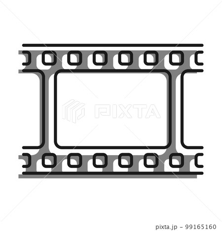 Linear filled with gray color icon. Part Of Old 35 Mm Photo Film. World Cinema Day December 28th. Simple black and white vector 99165160