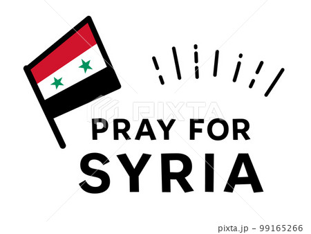 トルコ・シリア地震支援　シリアの国旗と”Pray For Syria”の文字