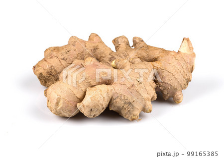 fresh ginger on white background 99165385