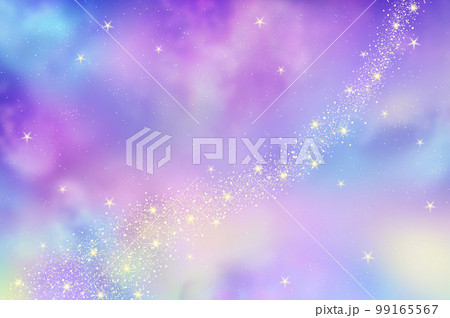 天の川と星が輝く夜空の背景イラスト 99165567