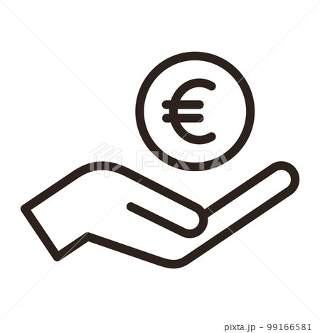 Hand holding euro, save money icon, salary money, invest finance symbol 99166581