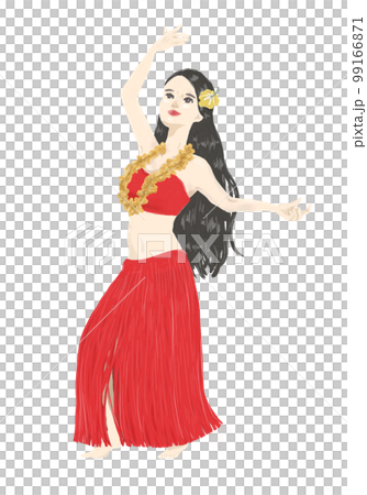 Illustration of a woman dancing hula 99166871