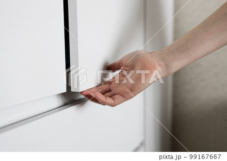 open drawer wooden in cabinet 99167667