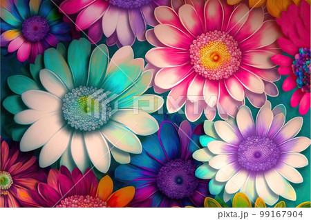 最大4Kサイズ以上、幻想的な花に埋め尽くされた背景画のイラスト素材