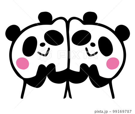 かわいいシンプル双子パンダ 仲良しポーズ かわいいシンプル双子パンダ 仲良しポーズ 99169787