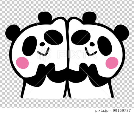 かわいいシンプル双子パンダ 仲良しポーズ かわいいシンプル双子パンダ 仲良しポーズ 99169787