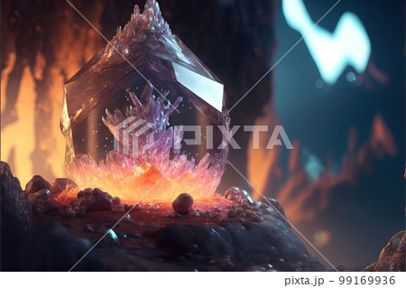 最大4Kサイズ以上、異世界にある幻想的な水晶のオブジェクト 99169936