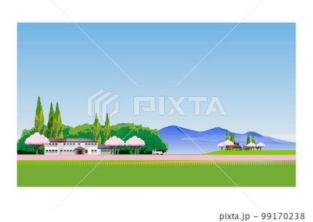 古民家のある美しい日本の山里の風景 99170238