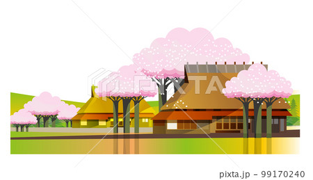 古民家のある美しい日本の山里の風景 99170240