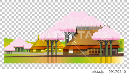 古民家のある美しい日本の山里の風景 99170240