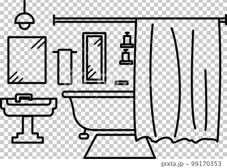 Illustration inspired by a bathroom line drawing only 99170353