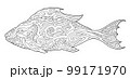 Line art for coloring book with fish silhouette 99171970
