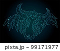 Cosmic low poly art with blue shiny viking warrior 99171977