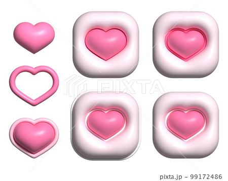 ぷっくり3Dのハート　セット 99172486