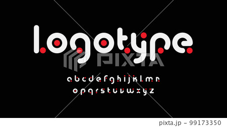 Logo alphabet, round sans serif letters with dots, versatile font for logotype, monogram, headline, pictogram, icon, label, business identity typography. Vector typographic design. Logo alphabet, round sans serif letters with dots, versatile font for logotype, monogram, headline, pictogram, icon, label, business identity typography. Vector typographic design. 99173350